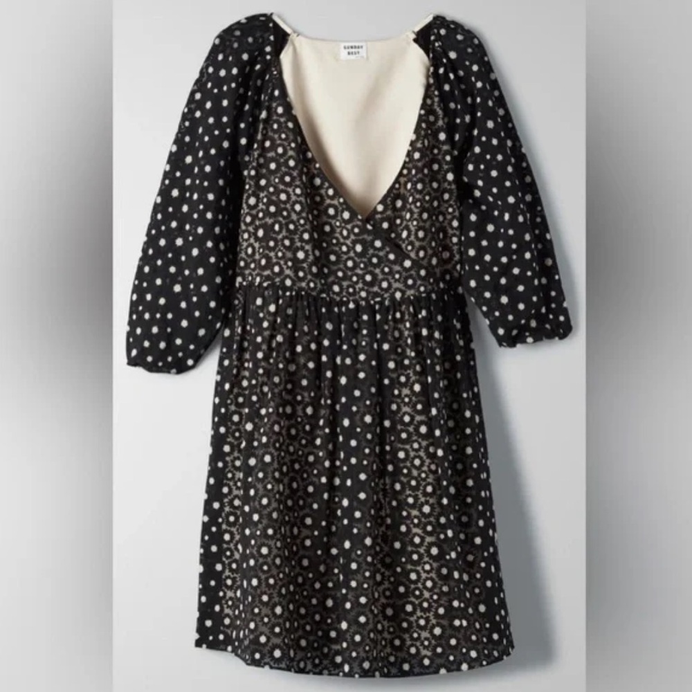 Aritzia Sunday Best Bonita Babydoll Dress - Black & White Daisies